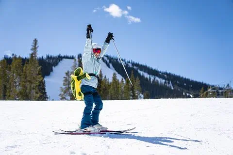 Adult learning to ski