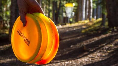 disc golf discs sitting on the course at winter park resort in colorado