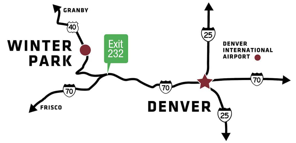 Denver Intl Airport map to Winter Park 