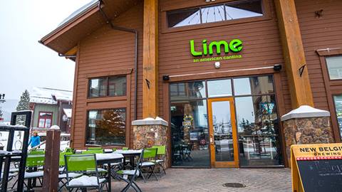 Exterior of Lime restaurant at winter park ski resort