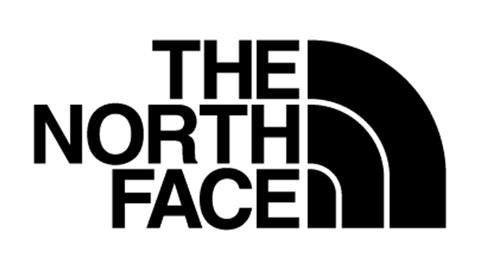 The North Face logo written in black text with three black curved lines