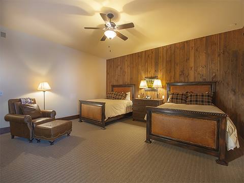 bedroom with two double beds. 