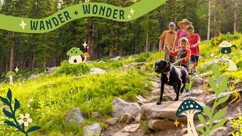 Child nature hike with fairy inspired decorations at Winter Park Resort Colorado