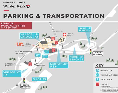 Summer Parking map Winter Park Resort Colorado