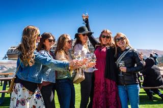 People at winter park resort event