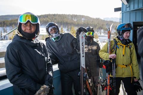 Teenages with ski gear at Winter Park Ski Resort in Colorado