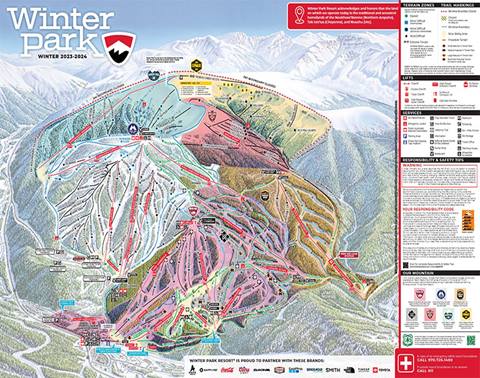 Trail map for winter park ski resort 2023 -2024
