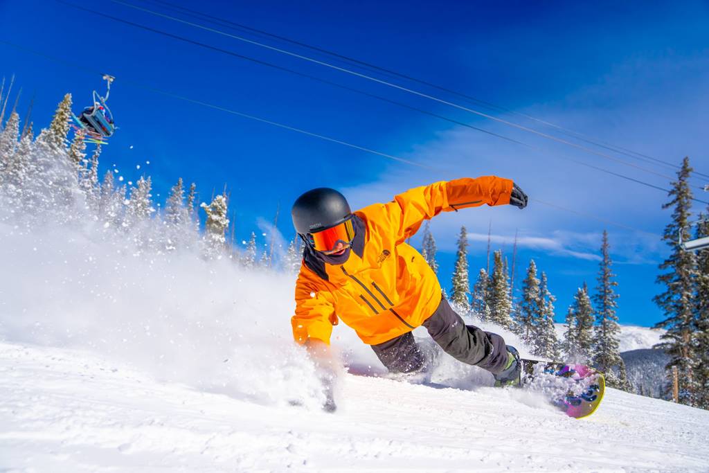 Snowboarder on mountain at Winter Park Resort