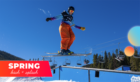 Skier in the terrain park at Winter Park Resort