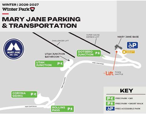 Winter Park Resort Mary Jane Winter Parking Map